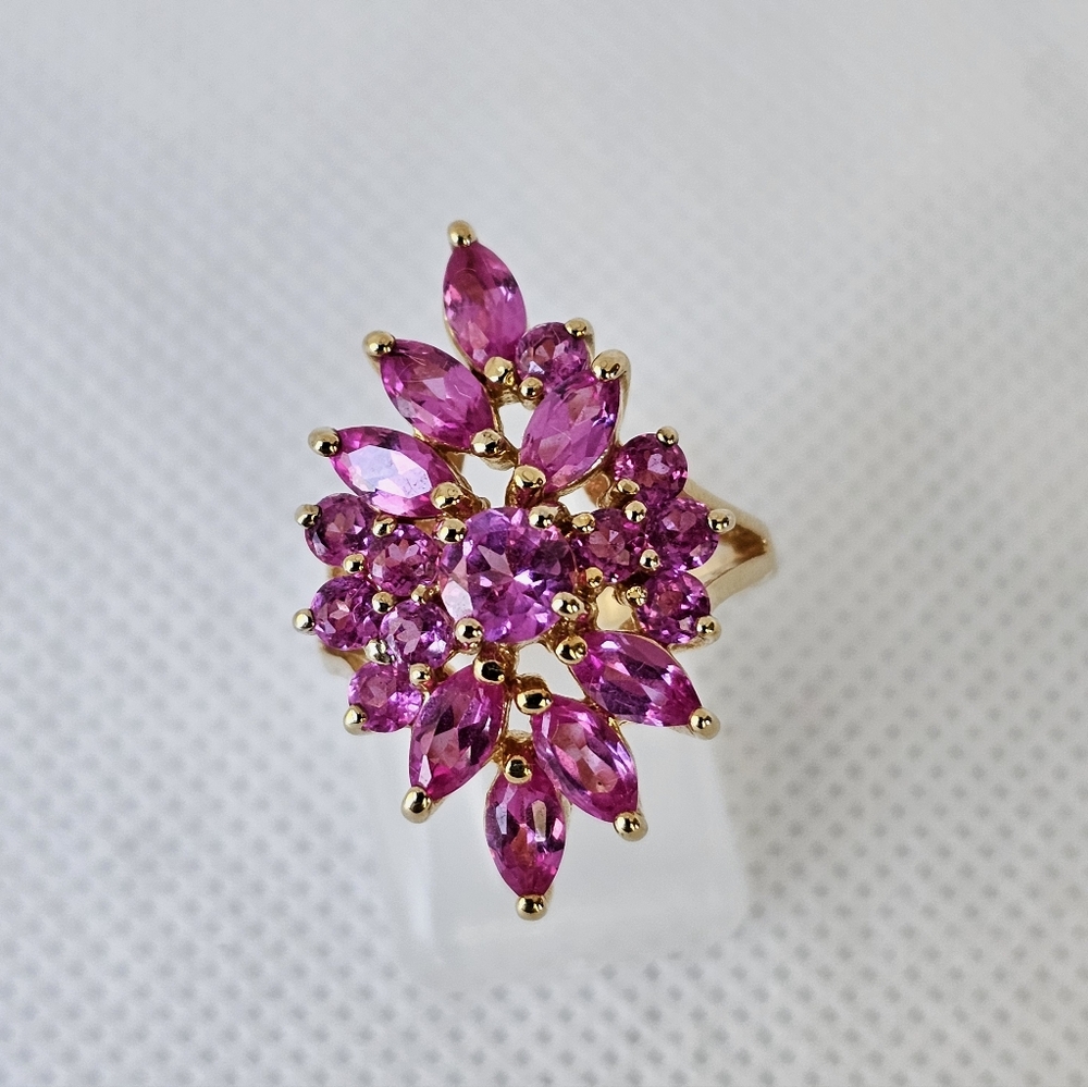 Vintage Ross Simons Pink Sapphire Ring 14K Vermeil Size 6! - Picture 5 of 8